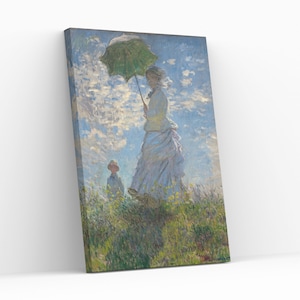 Woman with Parasol by Claude Monet Canvas Wall Art Claude Monet Famous Artwork Impressionist Home Decor Claude Monet Giclée Print Painting