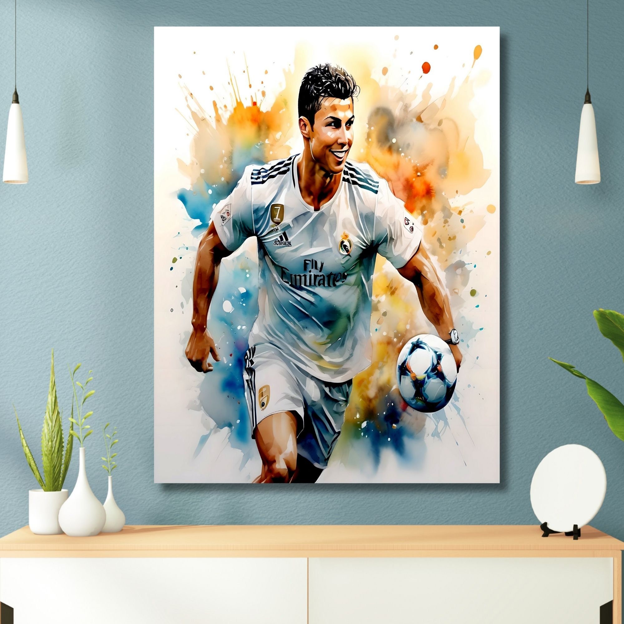 クリスティアーノ・ロナウド 水彩画デザイン フットボール サッカー