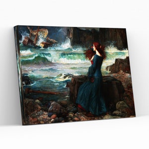Miranda The Tempest by John William Waterhouse Canvas Wall Art Waterhouse Famous Artwork Wall Hanging Decor Art Lover Gift Giclée Print