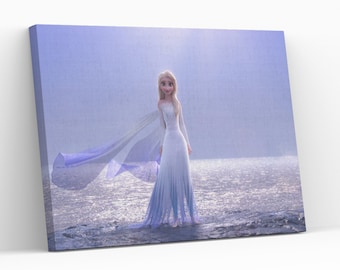 Póster de película de animación Elsa Frozen Alone, decoración del hogar, regalo para habitación de niños, listo para colgar en la pared, lienzo de dibujos animados, arte de pared, pintura, impresión, póster, rollo, panel