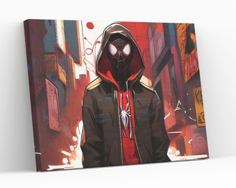 Miles Morales Wandering Canvas Wall Art Spiderman Lovers Gift Kids Room Wall Hanging Decor Spiderverse Fans Home Decor Gicleé Print Painting