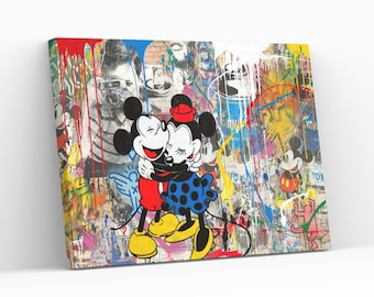 Micky Maus Graffiti Illustration Banksy Wohnkultur Design Kinderzimmer Geschenk Bereit Wandbehang Leinwand Wand Kunst Malerei Druck Poster,Rolle,Panel