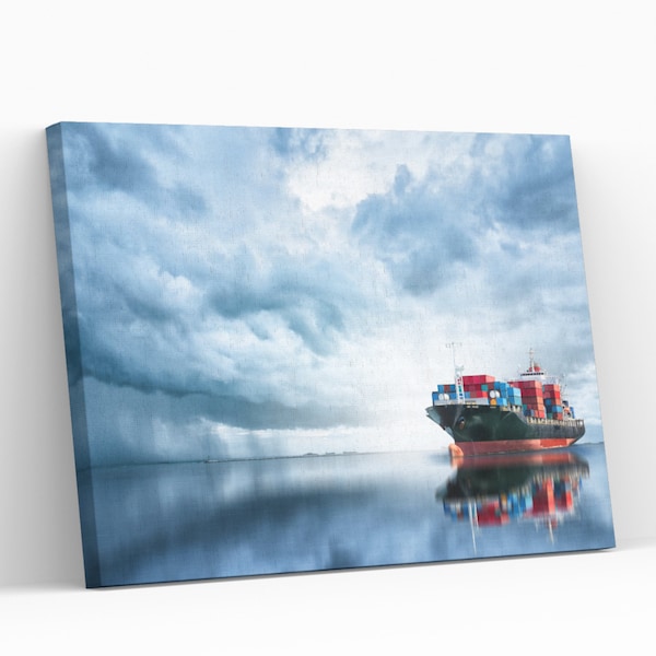 Cargo Ship Canvas Print, Nautical Vessel Wall Art, Ready to Hang