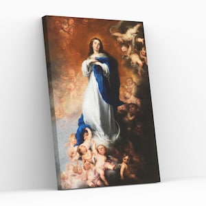 Murillo Immaculate Conception Canvas Wall Art Christian Home Decor Religious Gift Virgin Mary Without Sin Wall Hanging Decor Gicleé Print