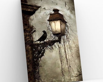Crow Canvas Wall Art Spooky Decor Gift for Office Raven Wall Art Mancave Decor Horror Themed Decor Witchy Halloween Spooky Crow Gicleé Print