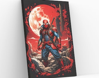 Samurai Spider-Man canvas muurkunst over het vers van de spin kinderkamer Spiderman muur opknoping decor Spiderman fans cadeau giclée print schilderij