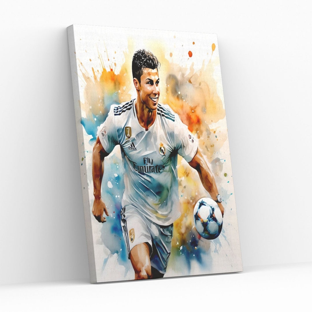 絵画 油彩画 アート サッカーユニフォーム　　アクリル クリスティアーノ・ロナウド 水彩画デザイン フットボール サッカー