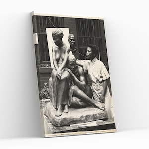 Augusta Savage with Her Statue Realization Canvas Wall Art Black History Art Decor Gift Harlem Renaissance Wall Hanging Decor Gicleé Print
