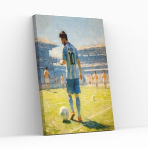 Lionel Messi Impressionist Style Design Football Soccer Legend Kidsroom Wall Hanging Decor Canvas Painting Gicleé Print Mancave Wall Art