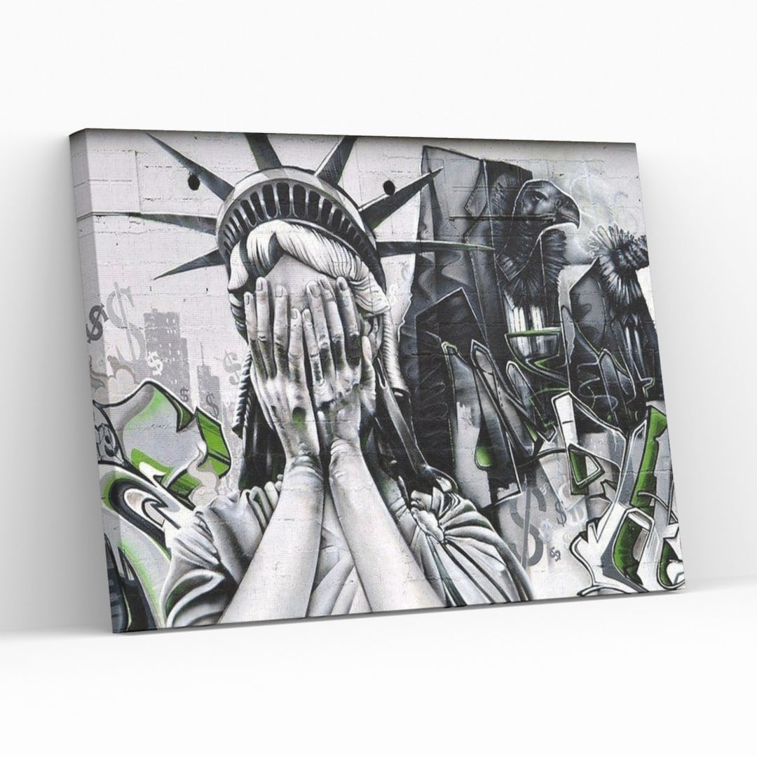 Ashamed Statue of Liberty Canvas Wall Art Ceasefire Now Wall