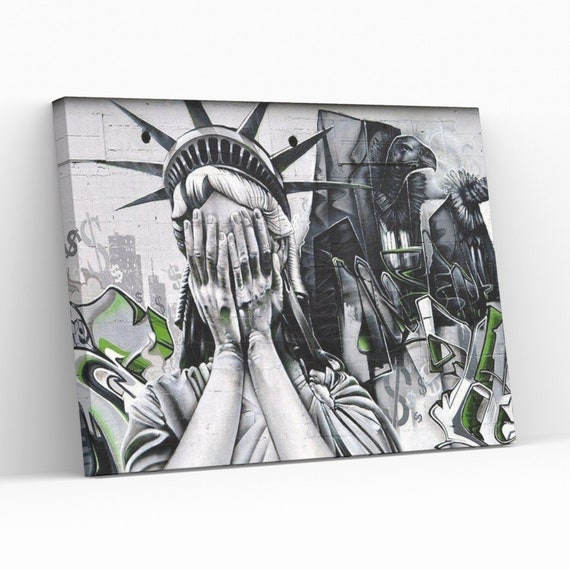 Ashamed Statue of Liberty Canvas Wall Art Ceasefire Now Wall