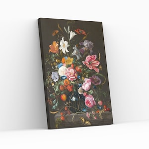 Reproducción de jarrón de flores de Jan Davidsz. de Heem, pintura en lienzo lista para colgar en la pared, decoración del hogar, póster, rollo, panel