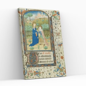 Wizyta z Księgi Godzin 1440-45 Chrześcijański Religijny Dekor Gotowy Ścienny Wiszący Płótno Sztuka Malowania Ściennego Plakat Wydruk, Rolka, Panel