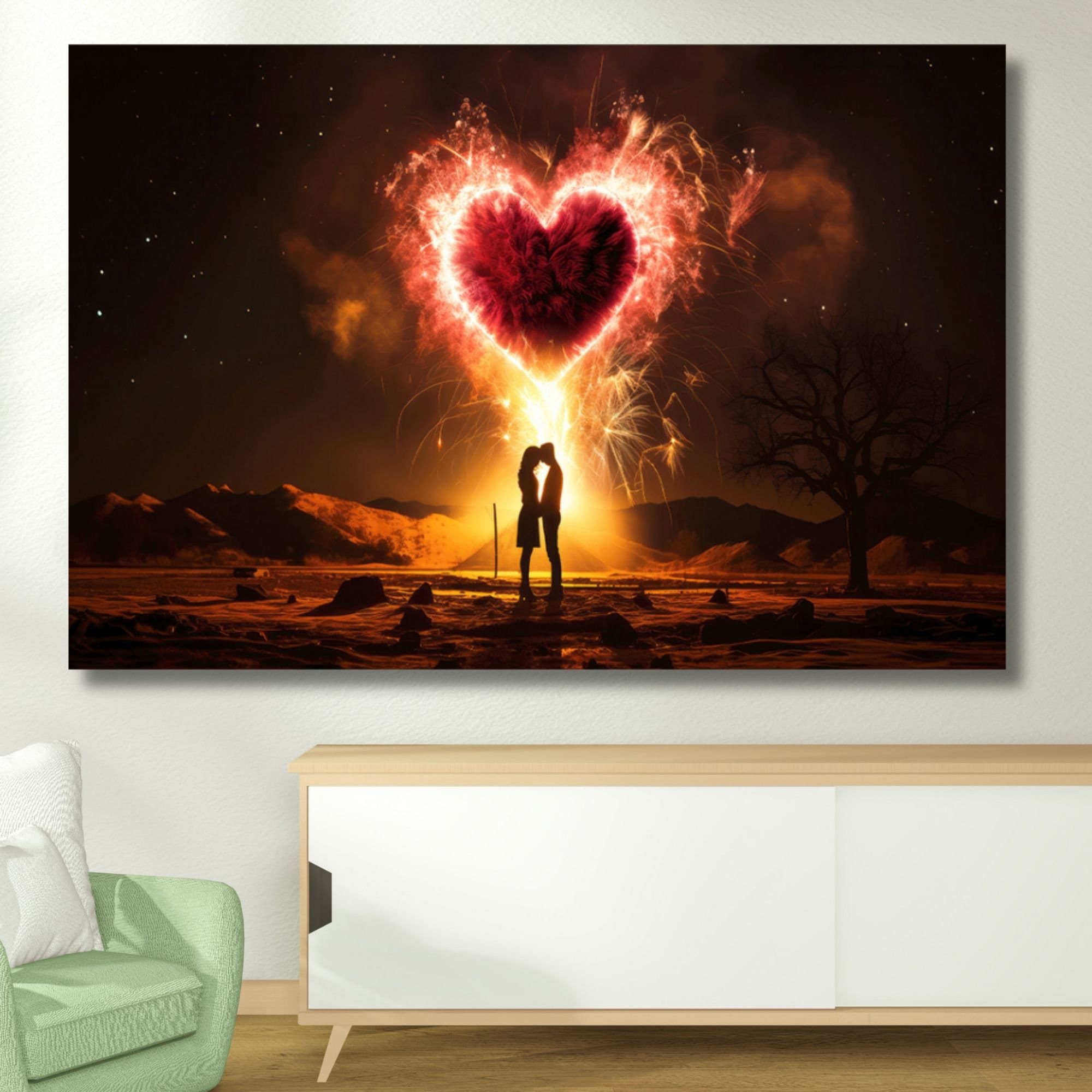 Heart of Love Canvas Wall Art Love Themed Wall Hanging Decor