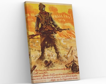 WW1 French Poster Vintage Decor Famous Artwork Canvas Wrap Wall Art Home Decor Gift Father Print Giclée Canvas Painting Decorative Wall Art