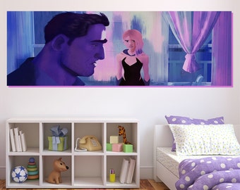 Gwen y su papá Primer plano Spiderman ATSV Arte de pared Lienzo Pintura Listo para colgar en la pared Decoración del hogar Lienzo Arte de pared Pintura Póster, Rollo, Panel