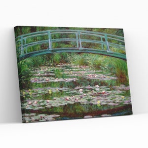 Bridge over a Pond of Water Lilies by Claude Monet Famous Artwork Canvas Wall Art Home Decor Gift Print Giclée Painting Decorative Wall Art
