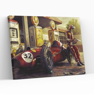 Ferrari 246 F1 Vintage Car Canvas Wrap Wall Art Aesthetic Home Decor Ready Wall Hanging Decor Christmas Gift Giclée Print Canvas Painting