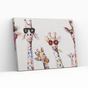 Giraffe Colourful Animal Print Canvas Wall Art Vibrant Canvas Wall Hanging Gift Home Decor Ready to Hang Canvas Wall Art Poster,Roll,Panel