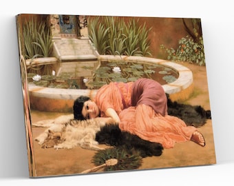 John William Godward Dolce Far Niente Canvas Wall Art Godward Famous Artwork Wall Hanging Decor Art Lover Gift Beautiful Woman Themed Print