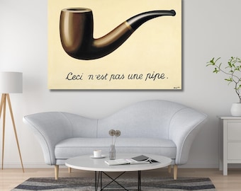 René Magritte The treachery of Images (ceci n’est pas une pipe) Artwork Reproduction Home Decor Ready Wall Hanging Canvas Wall Art Print