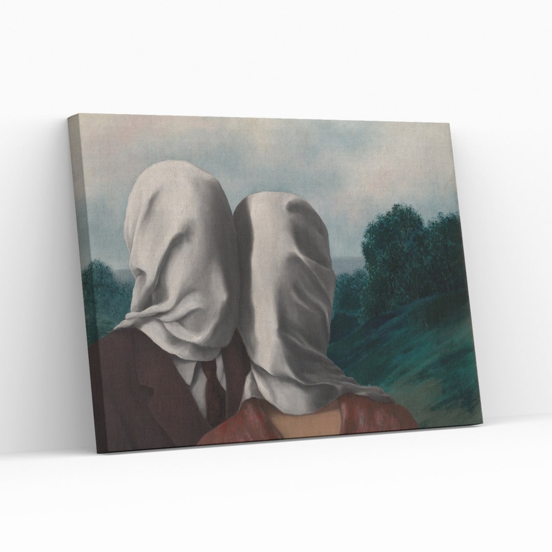 René Magritte the Lovers Die Liebenden Artwork Reproduction Home Decor Ready Wall Hanging Canvas