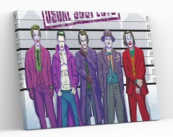 Usual Suspect Jokers Canvas Wall Art Joker Themed Wall Hanging Decor All Jokers Special Design Joker Lovers Fan Gift Giclée Print Painting