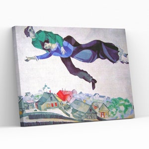 Marc Chagall Over the Town,Artwork Reproduction,Canvas Wall Art,Print Painting,Artwork for Walls,Aesthetic Wall Decor,Art and Collectibles
