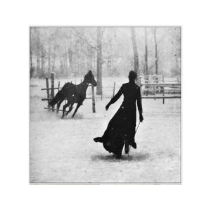 Horse Trainer Canvas Wall Art Felix Thiollier Artwork Reproduction Horse and Woman Art Enthusiast Gift Vintage Winter Scene Gicleé Print