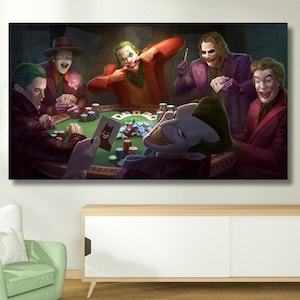 Jokers Playing Joker Canvas Wall Art Movie Lovers Gift Humour Wall Hanging Decor Animation Design Joker Fans Gift Gicleé Print Painting
