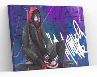 Impresión en lienzo de Miles Morales Spiderverse, decoración para habitación infantil
