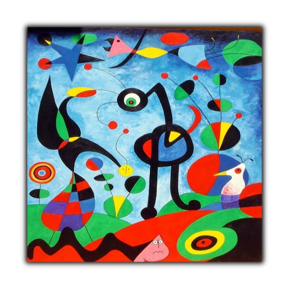 Joan Miro、PEINTURE、画集画、新品額装付 Joan Miro the Garden 1925 Canvas Wall Art Kids Room Wall Hanging