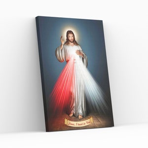 Jesus Divine Mercy I Trust In You Christ Gift Religious Art Home Decor Ready Wall Hanging Canvas Wall Art Painting Print Poster,Roll,Panel