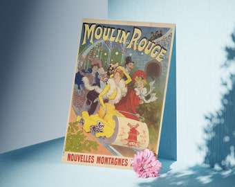 Moulin Rouge Themed Vintage French Poster Canvas Wall Art Moulin Rouge Themed Valentine's Day Gift Office Wall Hanging Decor Gicleé Print