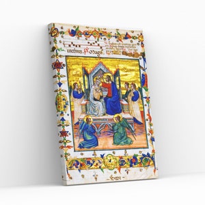 Ulotka z Księgi Godzin 1420 Płótno Sztuka Ścienna Prezent Miłośników Historii Gicleé Wydruk Malarstwo Sztuka Antyczna Prezent Wystrój Domu Unikalny Prezent Miłośników Sztuki