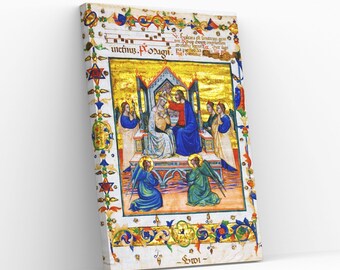 Folleto del Libro de Horas 1420 Lienzo Arte de pared Historia Regalo para aficionados Impresión Gicleé Pintura Arte antiguo Regalo Decoración del hogar Regalo único para amantes del arte