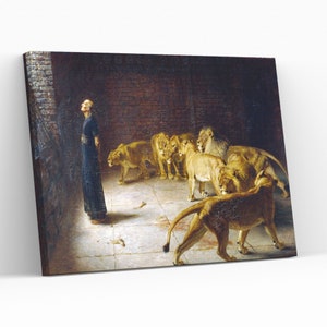 Daniel&#39;s Answer to the King by Briton Riviere Canvas Wall Art Famous Artwork Daniel in the Lions&#39; den Wall Hanging Decor Giclée Print Art