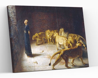 Daniel&#39;s Answer to the King by Briton Riviere Canvas Wall Art Famous Artwork Daniel in the Lions&#39; den Wall Hanging Decor Giclée Print Art
