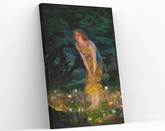 Midsummer Eve by Edward Robert Hughes Famous Artwork Reproduction Canvas Wrap Wall Art Aesthetic Home DecorPrint Giclée Canvas Painting