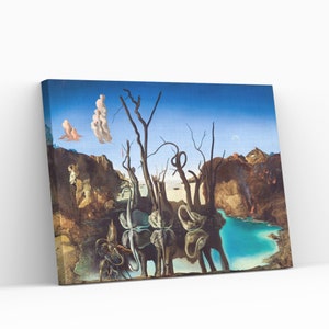 Salvador Dali  Swans Reflecting Elephants Canvas Wall Art Reproduction Home Decor Wallhanging Print Poster,Roll,Panel