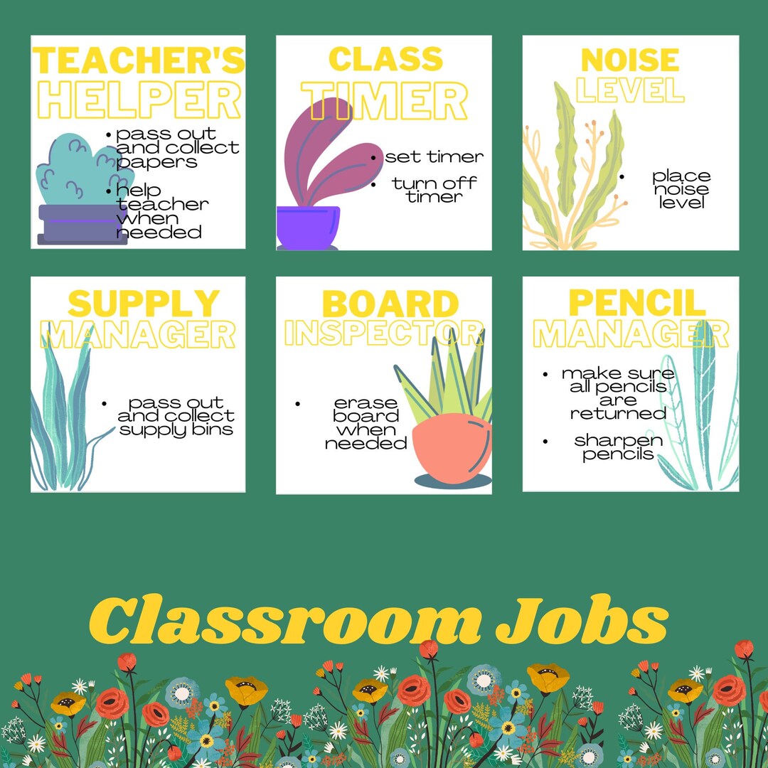 Classroom Jobs Posters digital Download Etsy