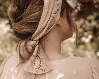 Aveny Scarf Knitting Pattern Shawl Bandana with Lace Pattern Design Download PDF Pattern