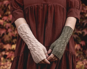 Caja Mitts Knitting Pattern for Wrist Warmers/Finger Grips (PDF, German/English)