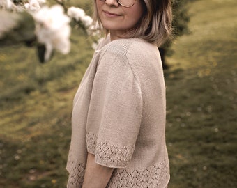 Blóma Top Knitting Pattern Ladies Top for Adults Summer Design Download PDF Pattern