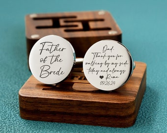 Regalo del padre de la novia, regalo del Día del Padre, gemelos personalizados del día de la boda, regalo personalizado del padre del novio, regalos de la novia