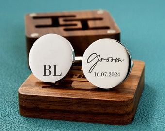 Personalized Groomsmen Cufflinks, Grooms men Gifts, Wedding Cufflinks & Tie Clip Set, Groomsman Gift, Groomsmen Proposal, Best Man Gift Set