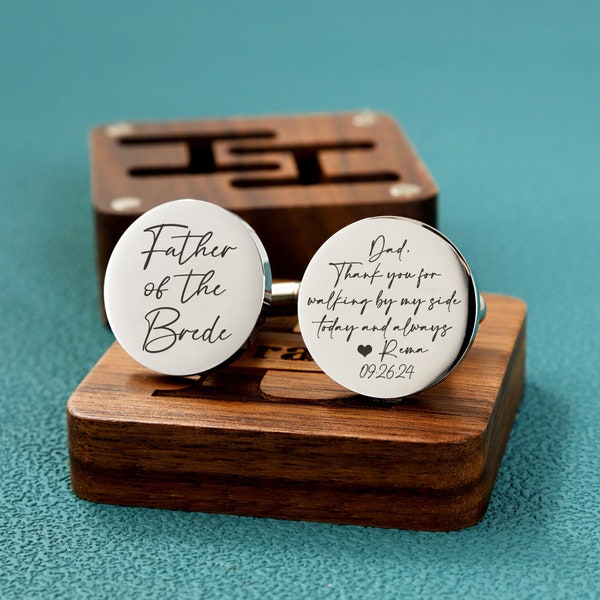 Father of the bride gift, Father's Day gift, personalized Wedding Day cufflinks, Custom Father of the Groom Gift, Gifts from Bride