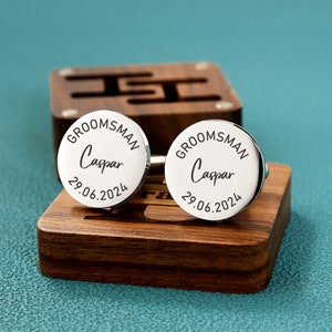 Custom Groomsmen Gift, Engraved Box Optional, Personalized Wedding Day Cuff links for Grooms men, Gift For Husband, Bachelor Party Gift