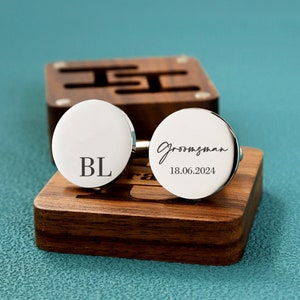 Custom Cufflinks Groomsmen Gifts, Engraved Box Optional, Cufflinks for Men Groom, Personalized Grooms man Gift Best Man Cufflinks