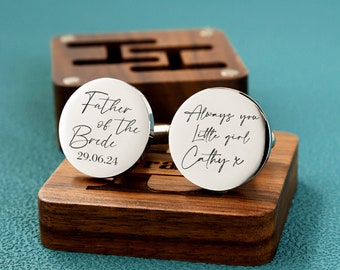 Personalized Father of the Bride gift Cufflinks, Engraved  Cufflinks, Thank you Wedding Gift, Father of the Bride Gift, Gifts from Bride